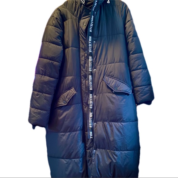 Medium Black Hollister Longline Puffer Parka New - Picture 3 of 3